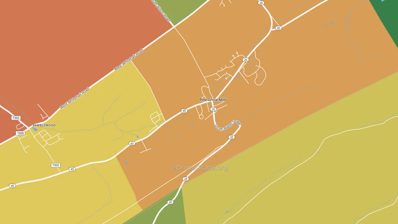 Pine Grove Mills, PA Map of Robbery Rates