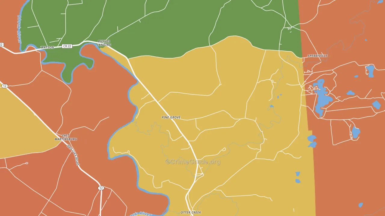 Pine Grove, NY Map of Robbery Rates
