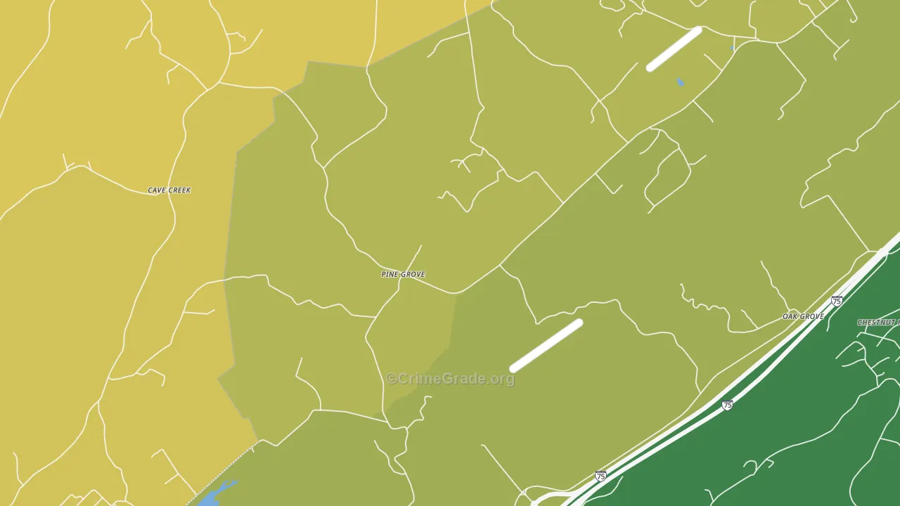 Pine Grove, TN Map of Robbery Rates