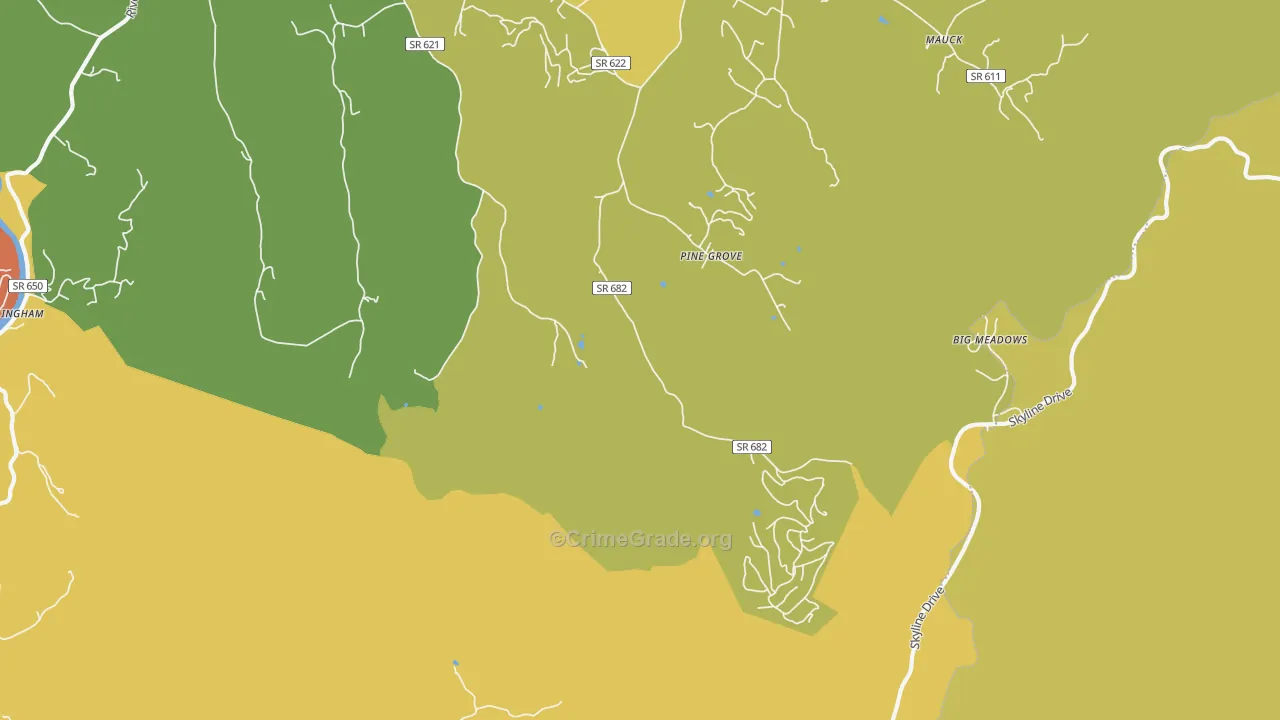 Pine Grove, VA Map of Robbery Rates