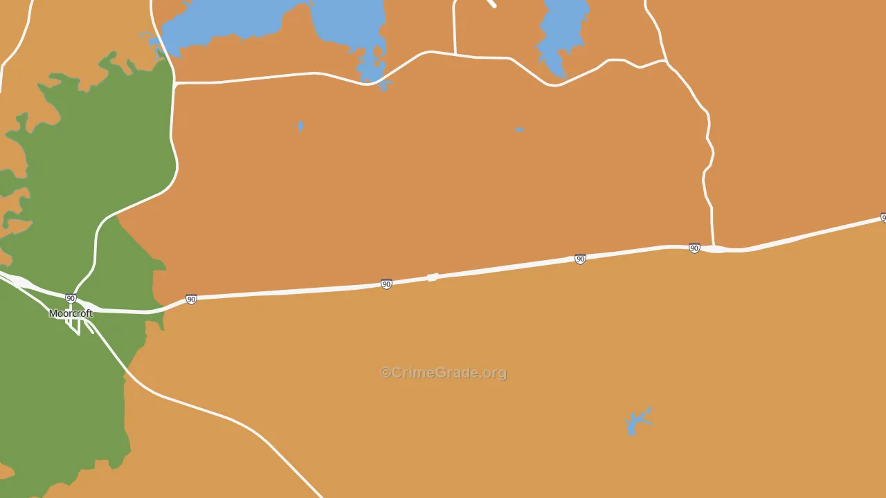 Pine Haven, WY Map of Robbery Rates
