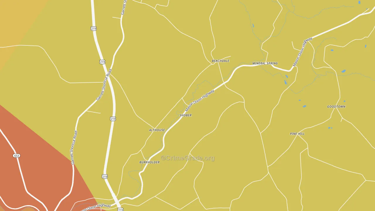 Pine Hill, PA Map of Robbery Rates