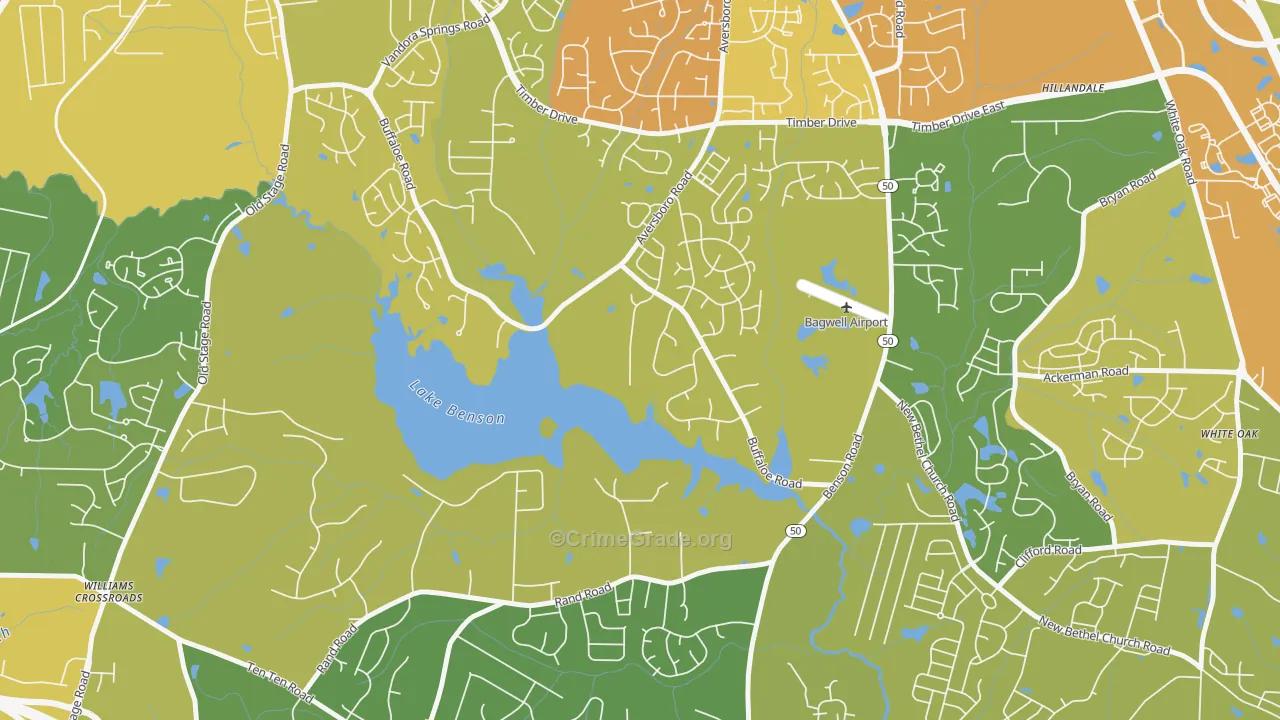 Pine Hurst Park, NC Map of Robbery Rates