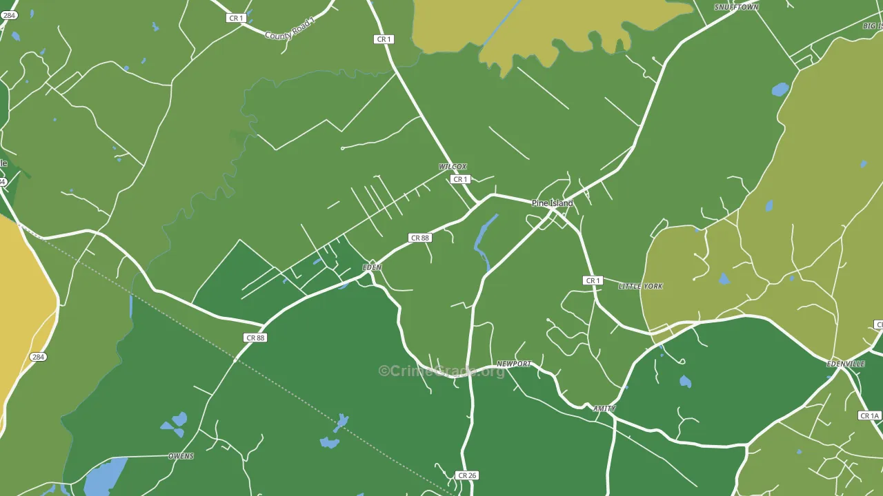 Pine Island, NY Map of Robbery Rates
