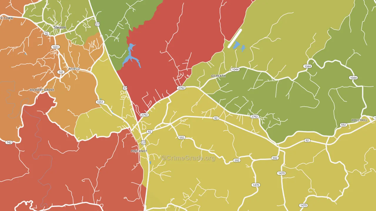 Pine Knot, KY Map of Robbery Rates