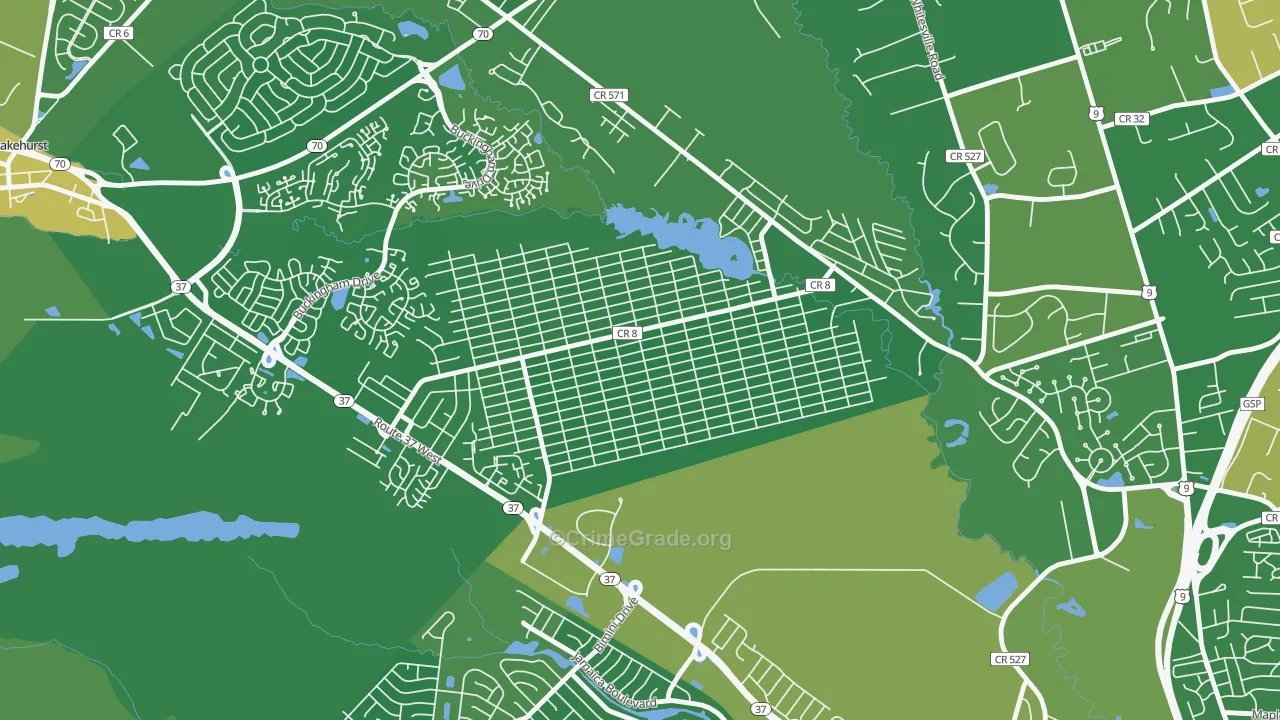 Pine Lake Park, NJ Map of Robbery Rates