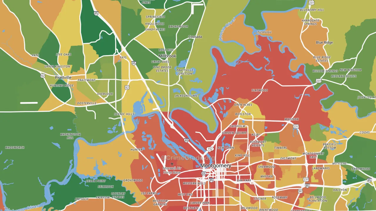 Pine Level, AL Map of Robbery Rates