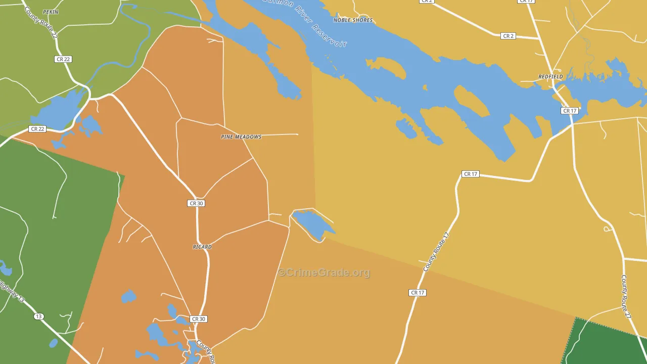 Pine Meadows, NY Map of Robbery Rates