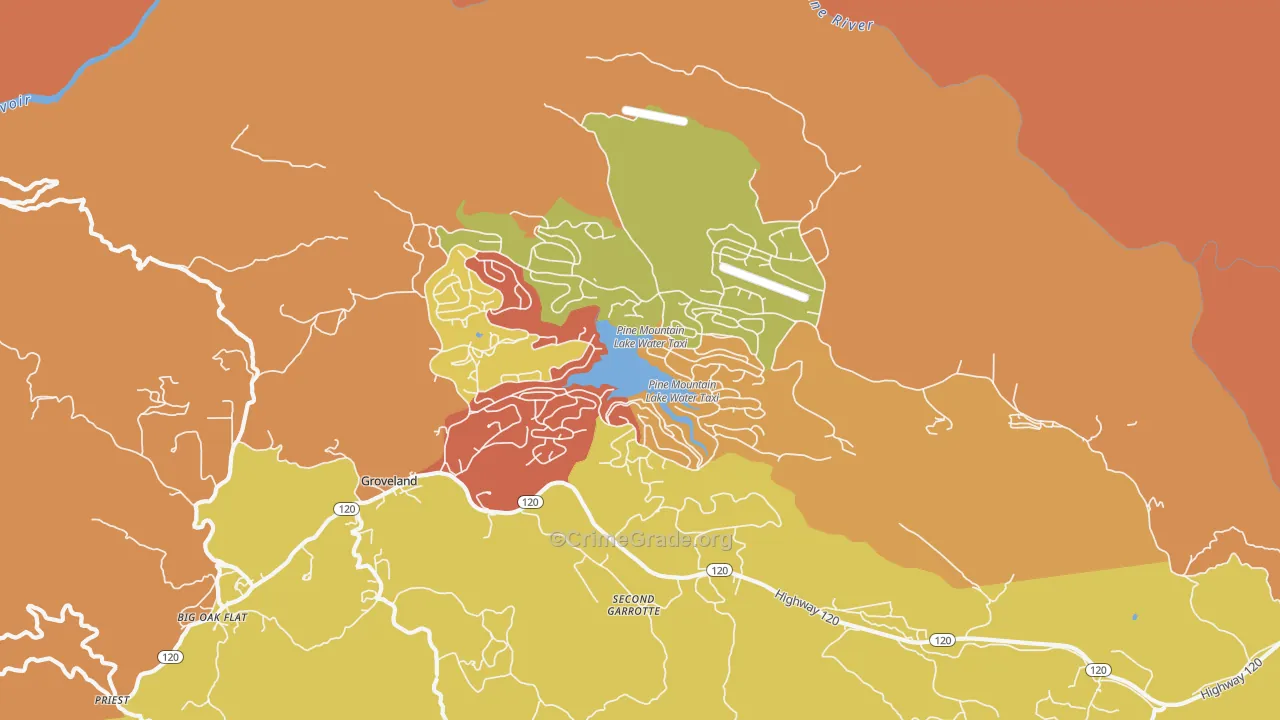 Pine Mountain Lake, CA Map of Robbery Rates