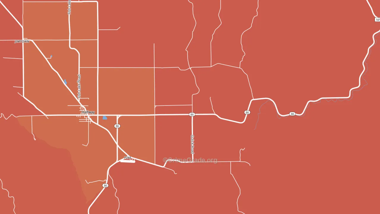 Pine, OR Map of Robbery Rates