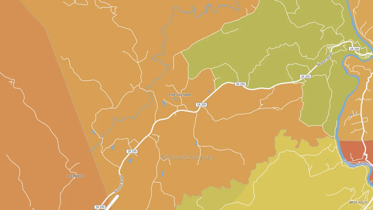 Pine Orchard, TN Map of Robbery Rates