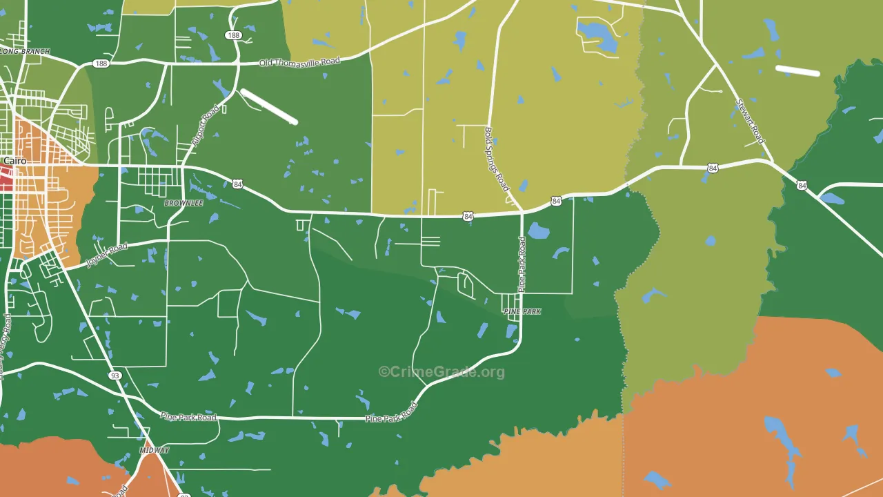 Pine Park, GA Map of Robbery Rates