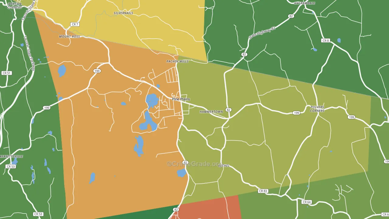 Pine Plains, NY Map of Robbery Rates