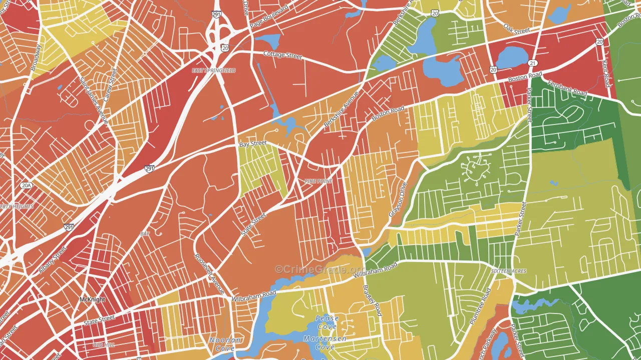 Pine Point, Springfield, MA Map of Robbery Rates