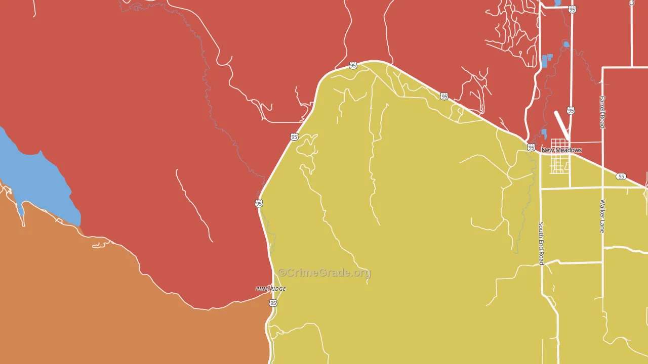 Pine Ridge, ID Map of Robbery Rates