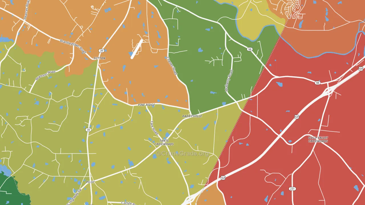 Pine Ridge, NC Map of Robbery Rates