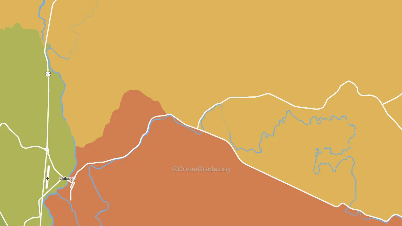 Pine Ridge, OR Map of Robbery Rates