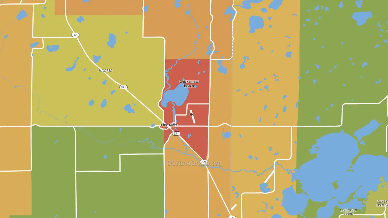 Pine River, MN Map of Robbery Rates