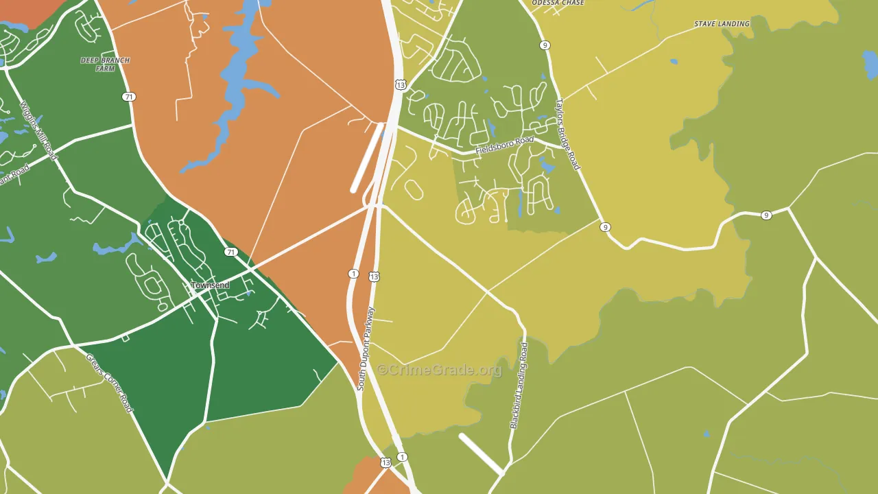 Pine Tree Corners, DE Map of Robbery Rates