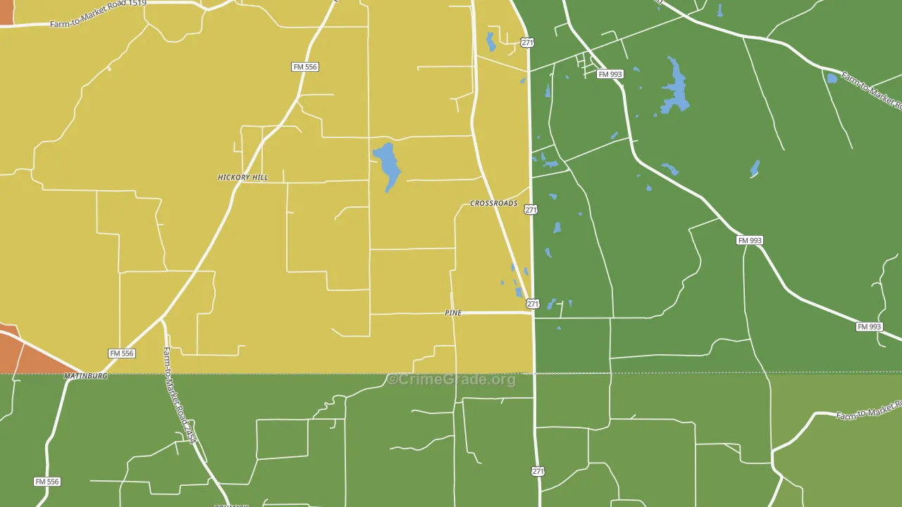Pine, TX Map of Robbery Rates