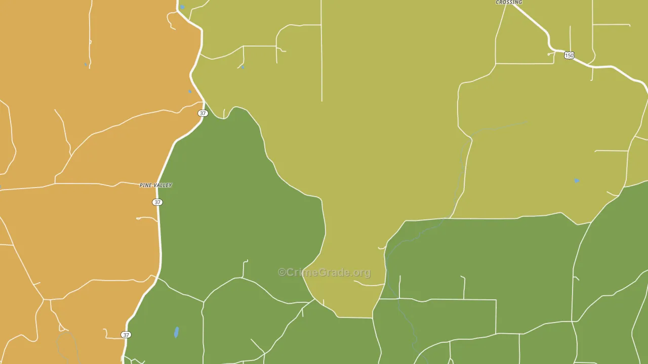 Pine Valley, IN Map of Robbery Rates