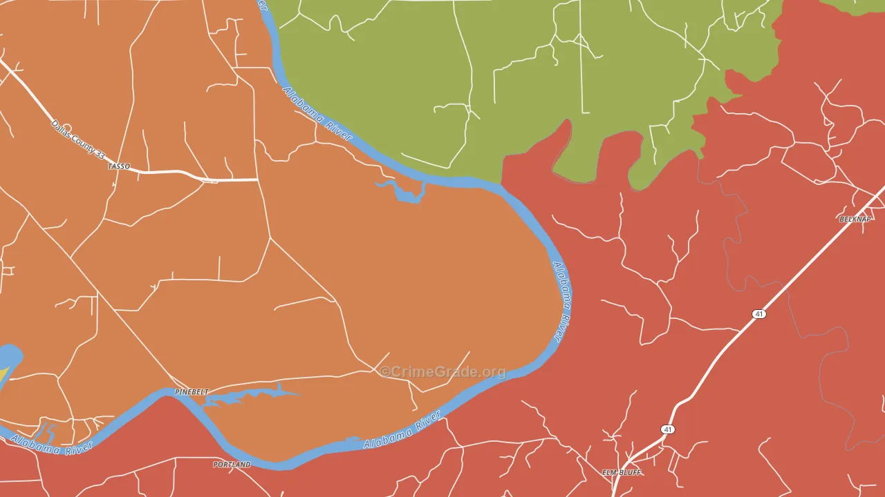 Pinebelt, AL Map of Robbery Rates