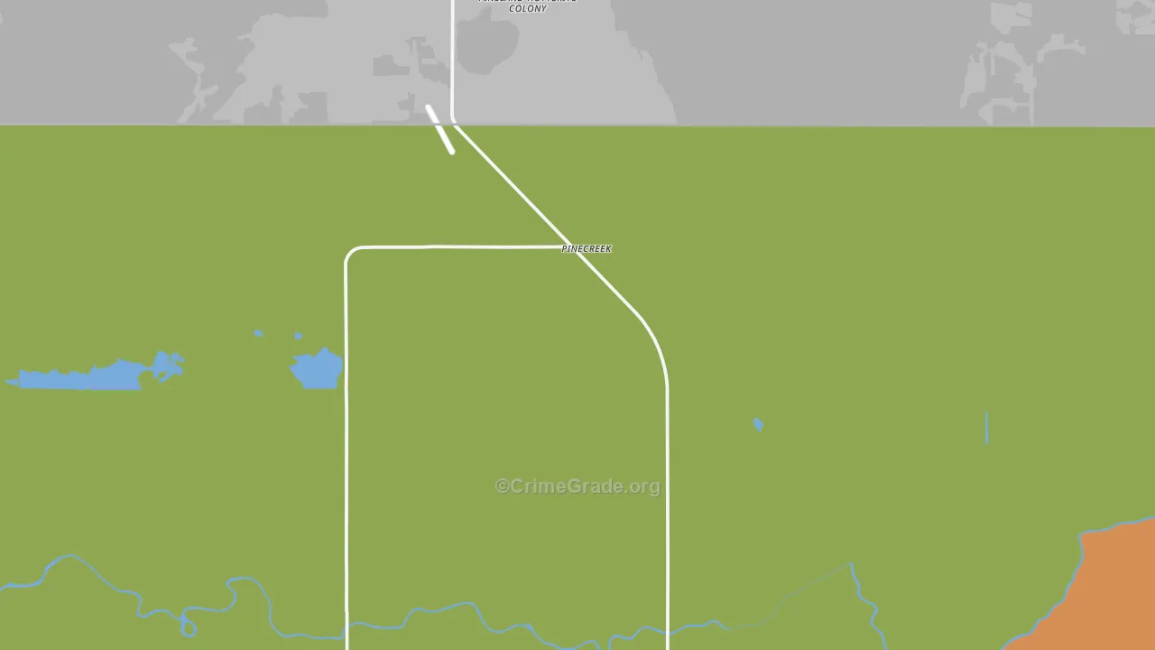 Pinecreek, MN Map of Robbery Rates