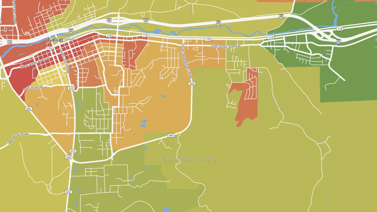 Pinedale, NM Map of Robbery Rates