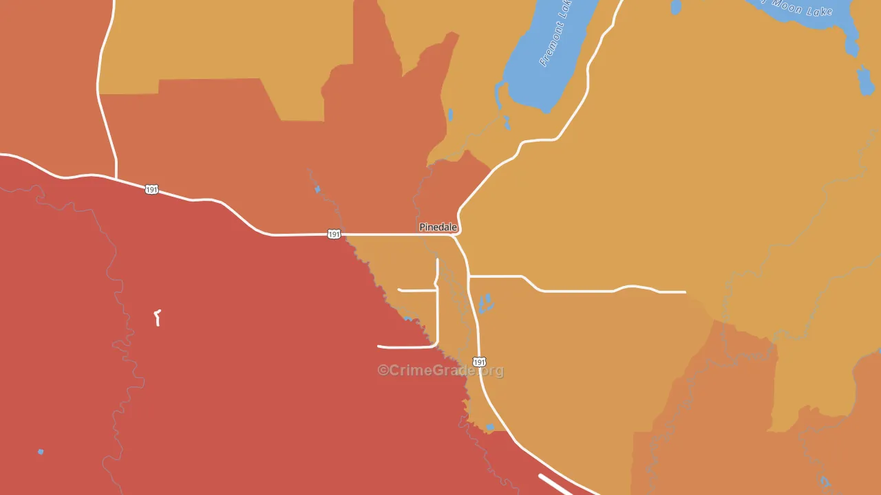 Pinedale, WY Map of Robbery Rates