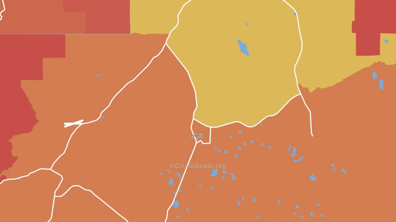 Pinehill, NM Map of Robbery Rates