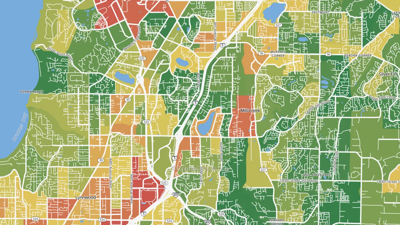 Pinehurst, Everett, WA Map of Robbery Rates