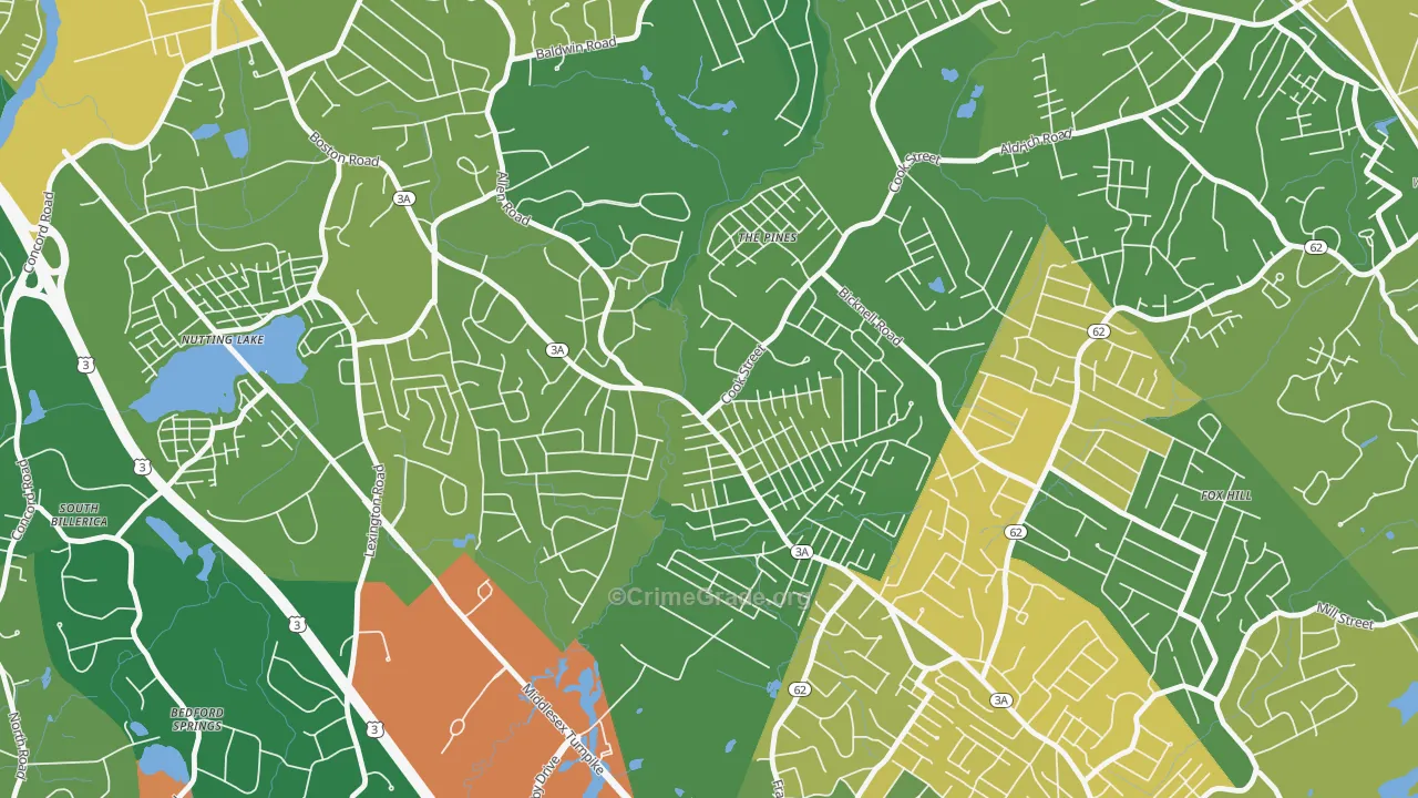 Pinehurst, MA Map of Robbery Rates