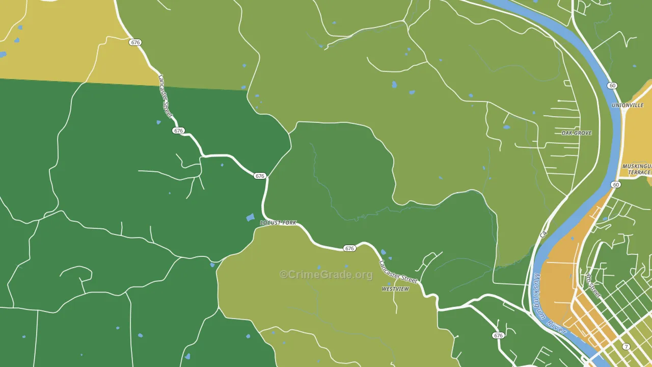 Pinehurst, OH Map of Robbery Rates