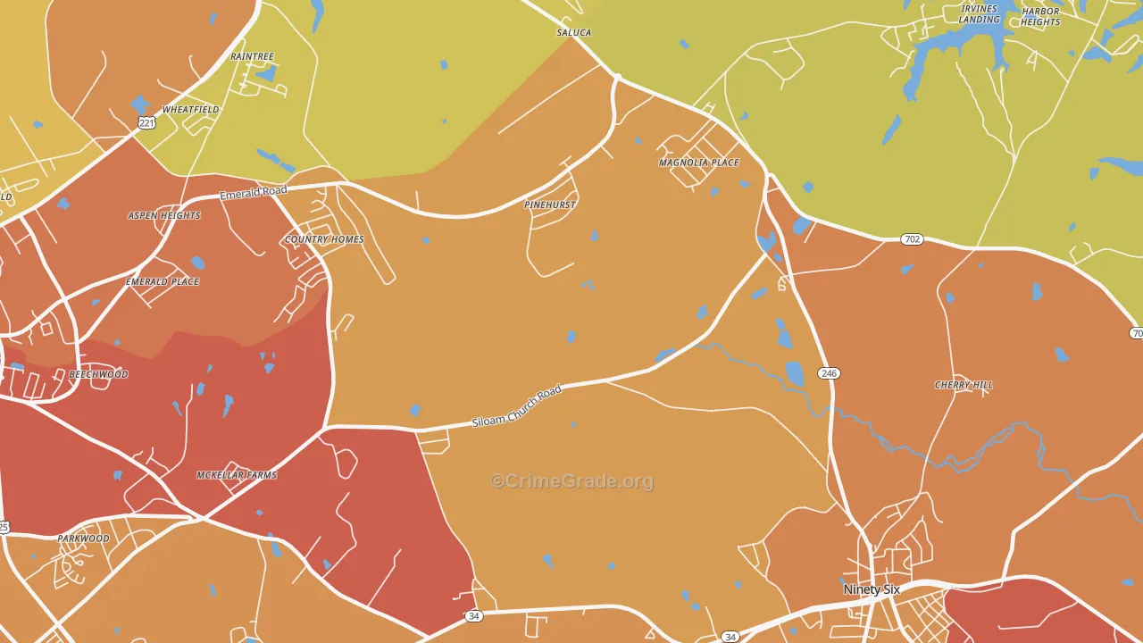 Pinehurst, SC Map of Robbery Rates