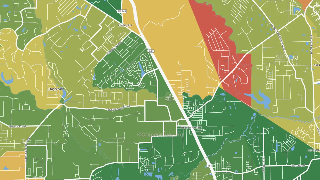 Pinehurst, TX Map of Robbery Rates