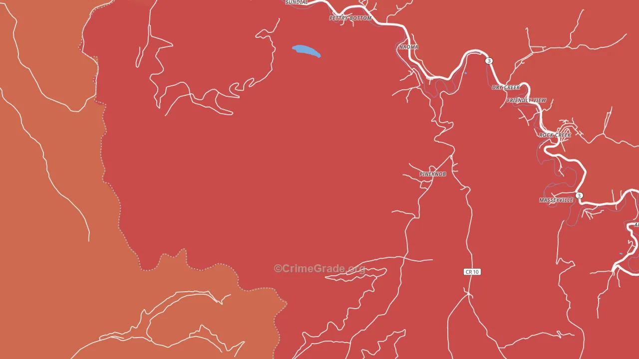 Pineknob, WV Map of Robbery Rates