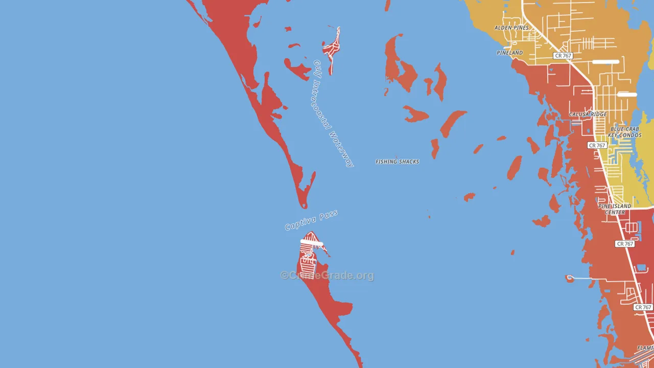 Pineland, FL Map of Robbery Rates