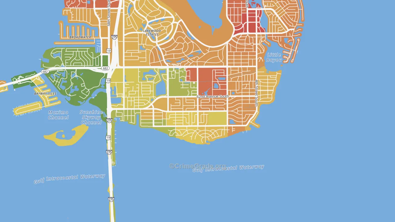 Pinellas Point, St. Petersburg, FL Map of Robbery Rates