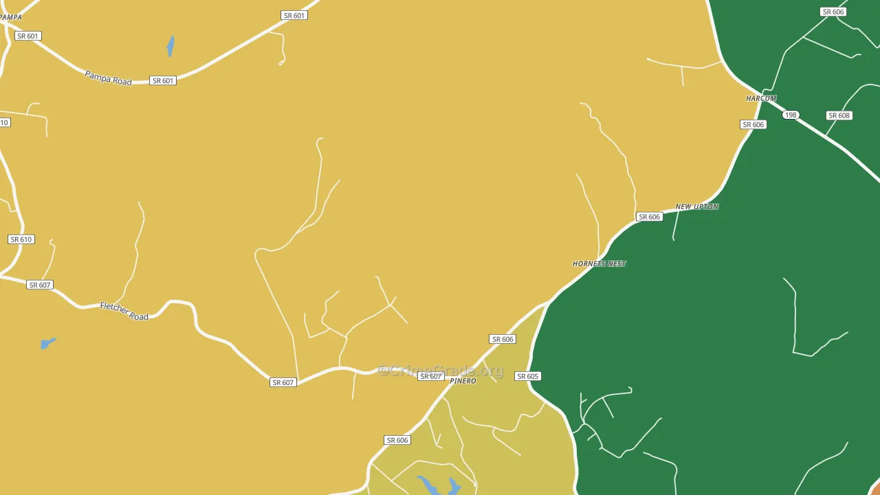 Pinero, VA Map of Robbery Rates