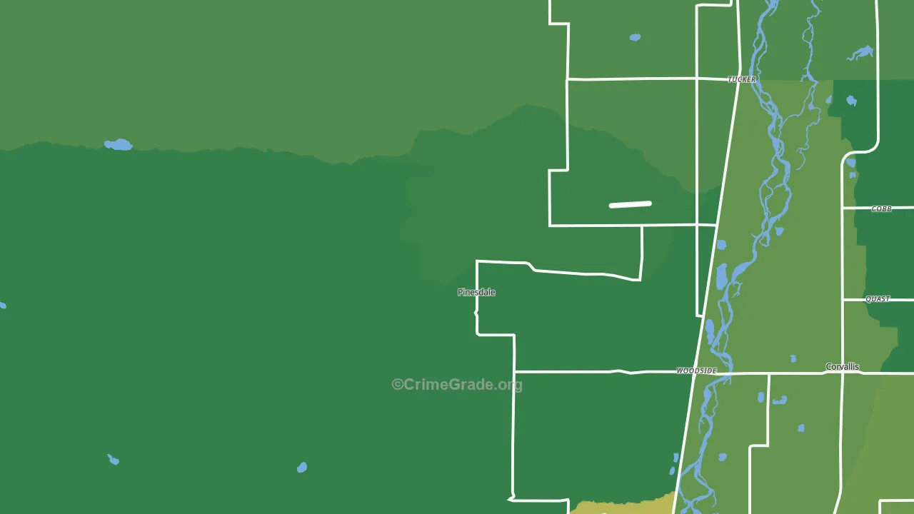 Pinesdale, MT Map of Robbery Rates