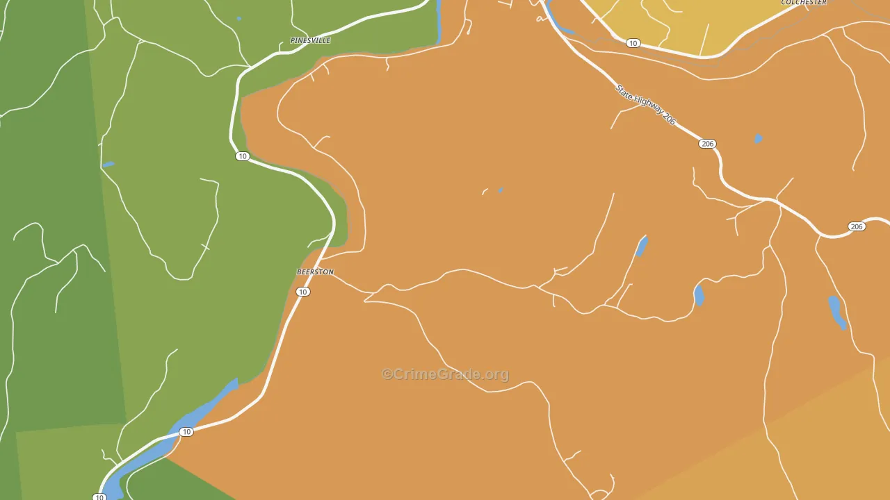 Pinesville, NY Map of Robbery Rates