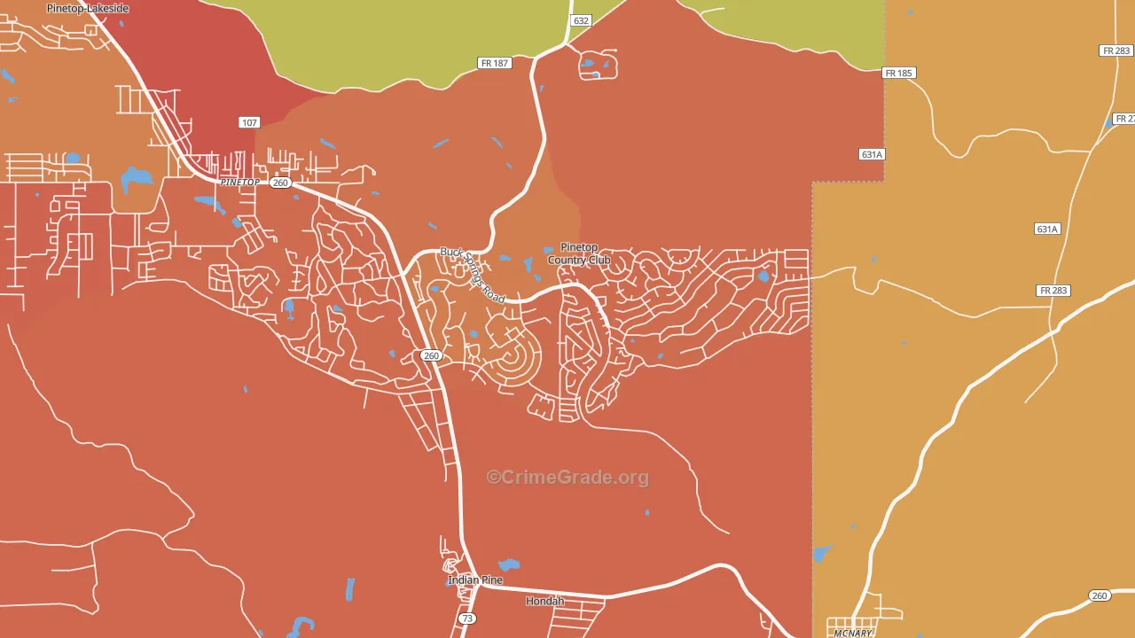 Pinetop Country Club, AZ Map of Robbery Rates