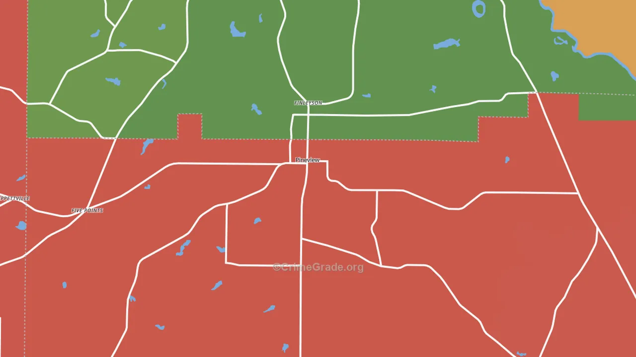 Pineview, GA Map of Robbery Rates