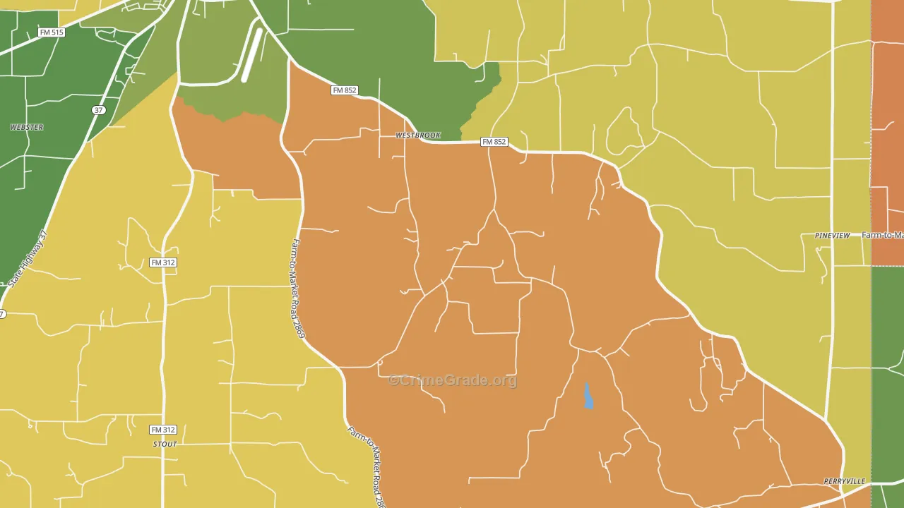 Pineview, TX Map of Robbery Rates
