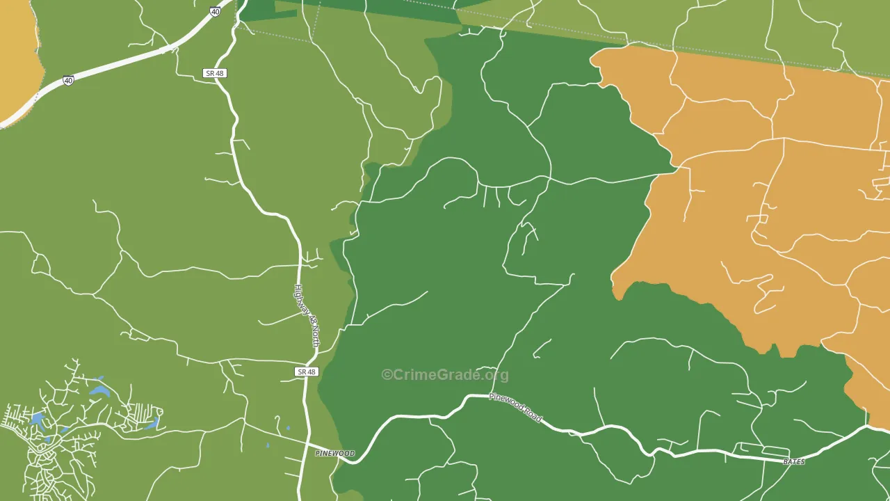 Pinewood, TN Map of Robbery Rates