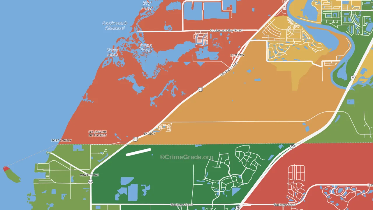 Piney Point, FL Map of Robbery Rates