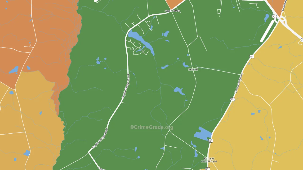 Piney Ridge, NC Map of Robbery Rates