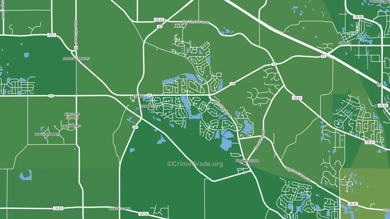 Pingree Grove, IL Map of Robbery Rates