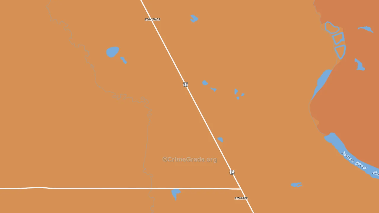 Pingree, ND Map of Robbery Rates