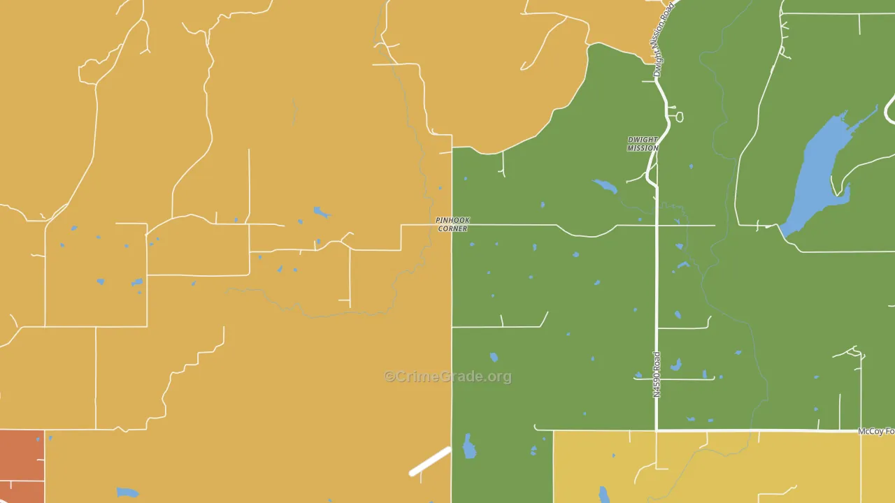 Pinhook Corner, OK Map of Robbery Rates